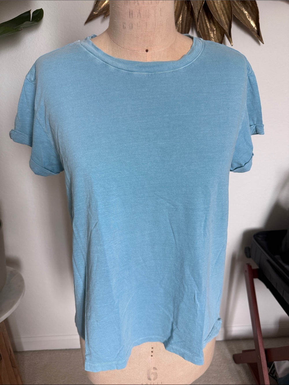 All Saints Light Blue Crewneck Short Sleeve Tee